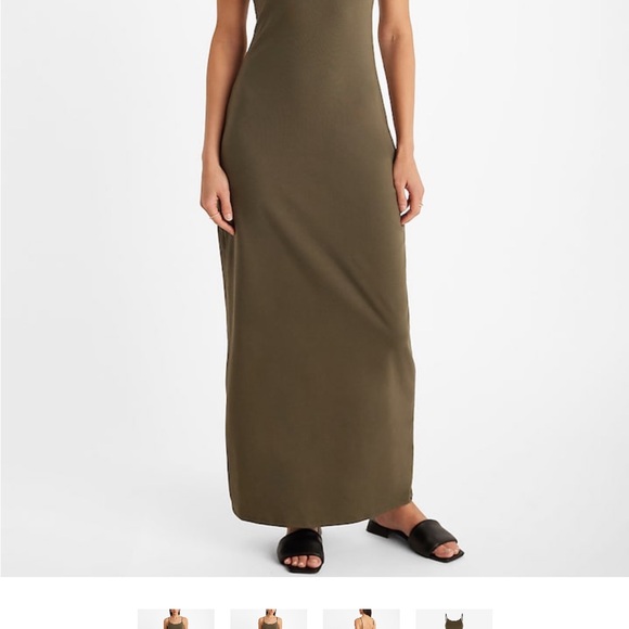 NWT Express Scoop Neck Sleeveless Maxi Bra Cami Dress Olive Green Size Medium - Picture 3 of 4